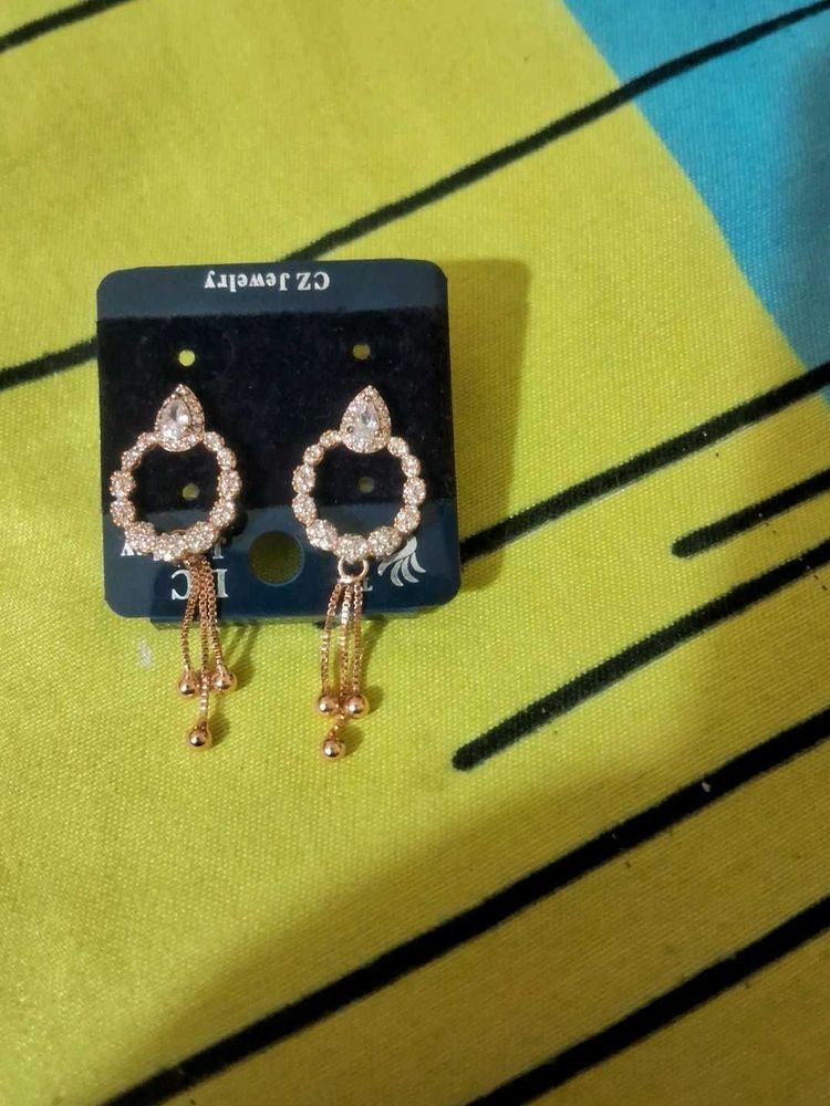 Elegant CZ Studded Hoop Earrings