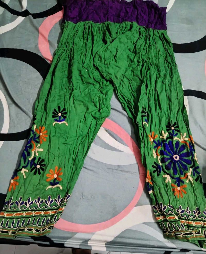 Embroidered Green Palazzos