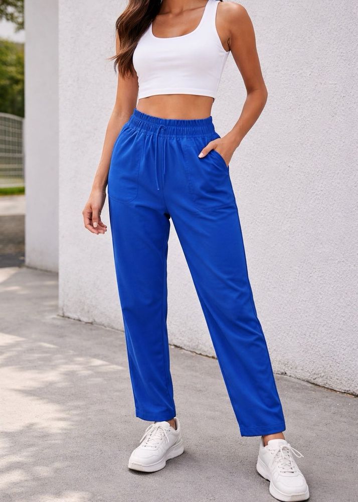Zara Blue Elastic Waist Pants (S)