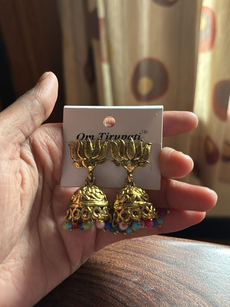 Lotus Jhumka Earrings