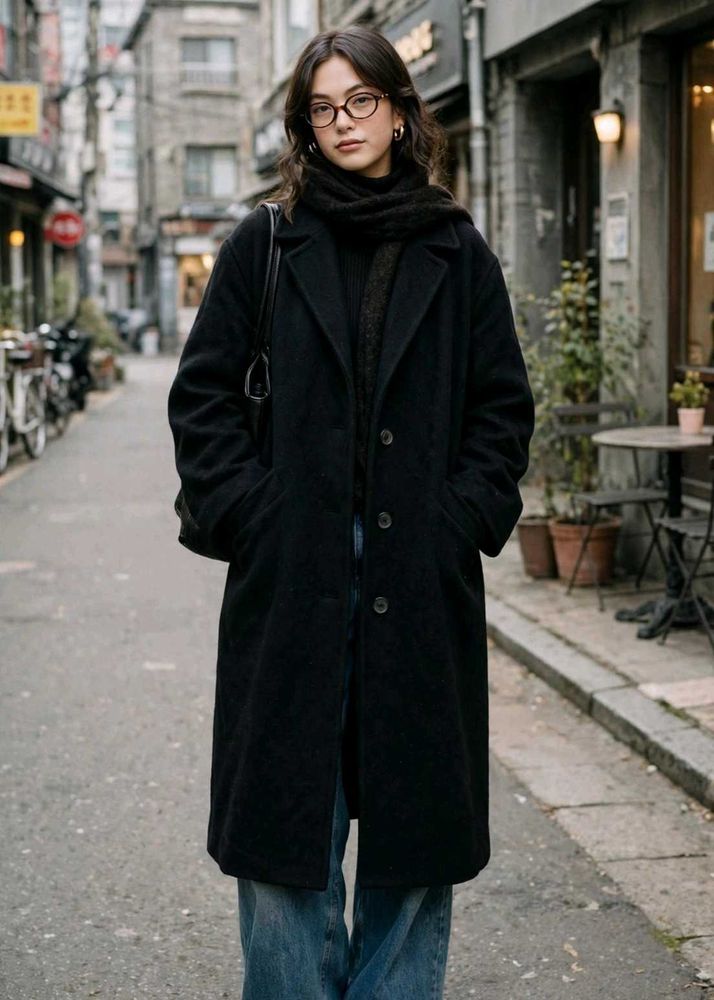 🧥 Oversized Long Elegant Black Coat