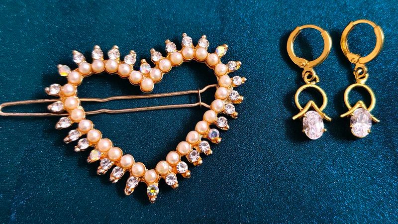 Heart Hair Clip &amp; Earrings combo