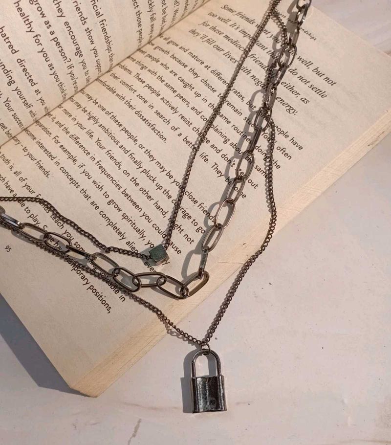 Layered Lock Pendant Necklace
