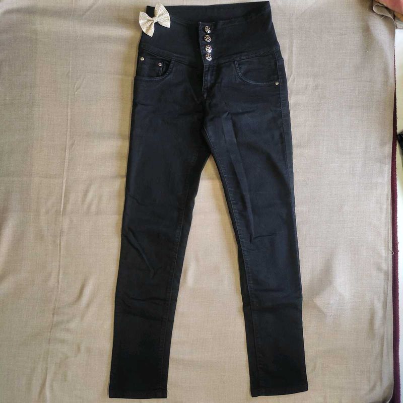 Black Women Button Up Jeans