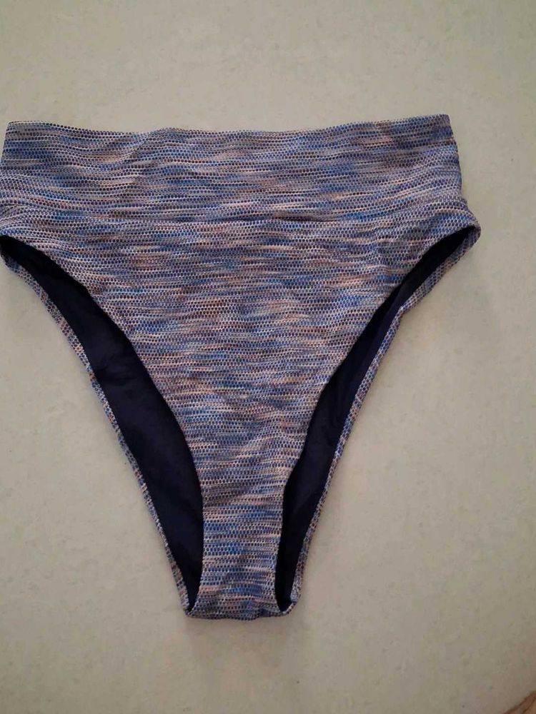 M High-Waisted Patterned Bikini Bottom