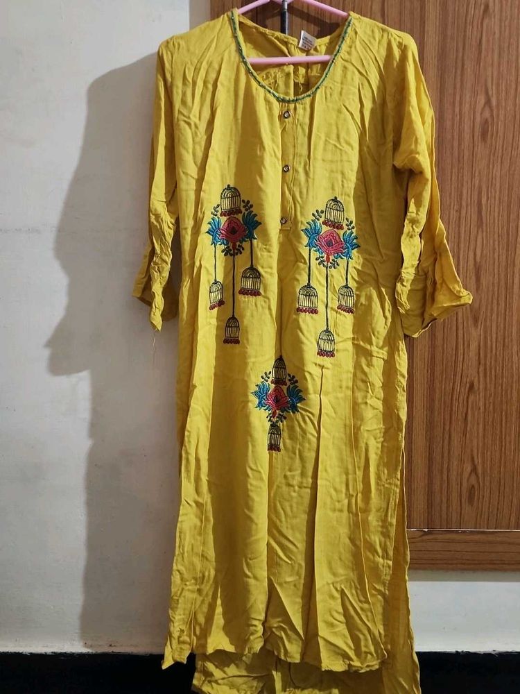 Yellow Embroidered Kurta Set