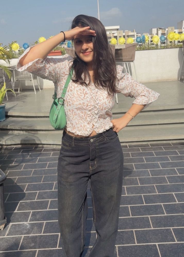 Stylish Printed Crop Top with Bell Sleeves