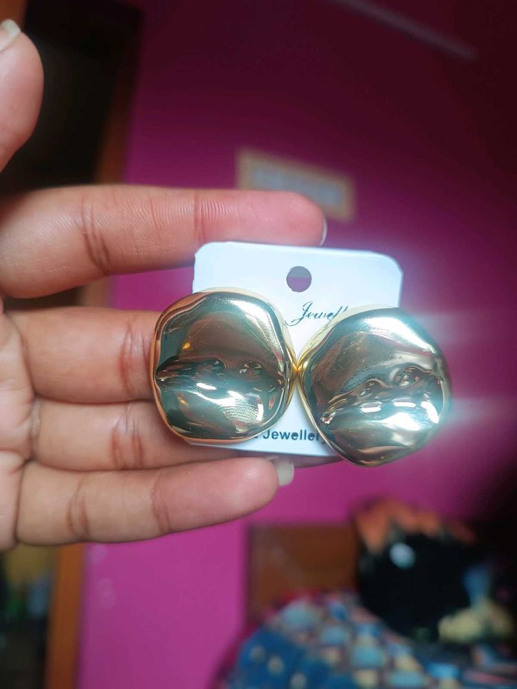 Gold Tone Abstract Earrings