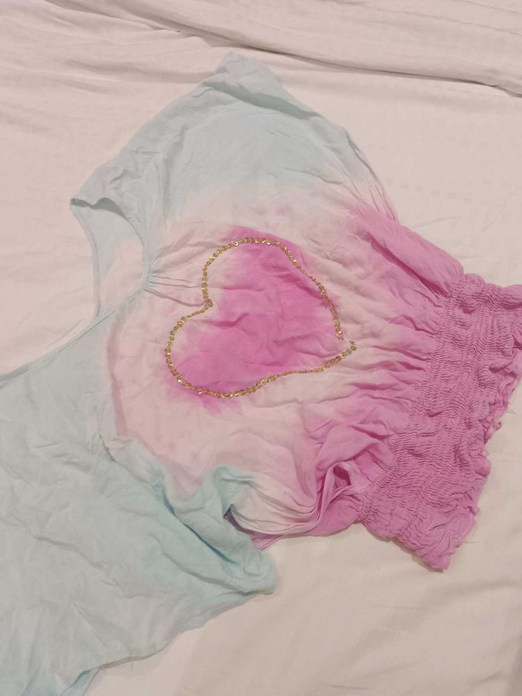Tie-Dye Heart Print Kurta