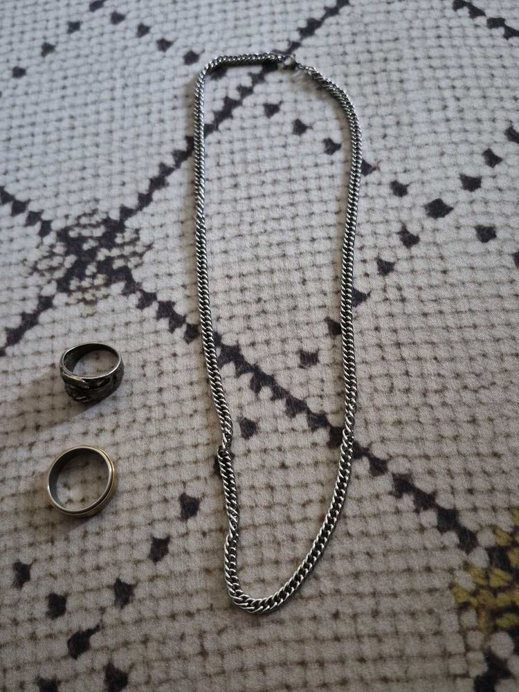 Silver Chain and Rings Set