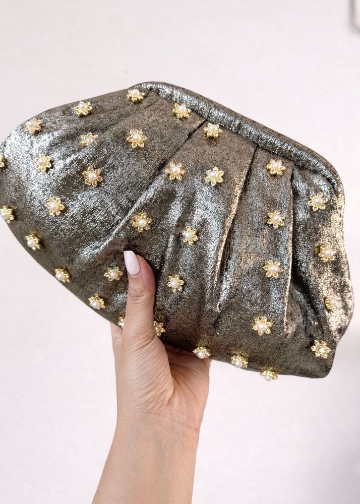 Sparkling Floral Clutch Bag