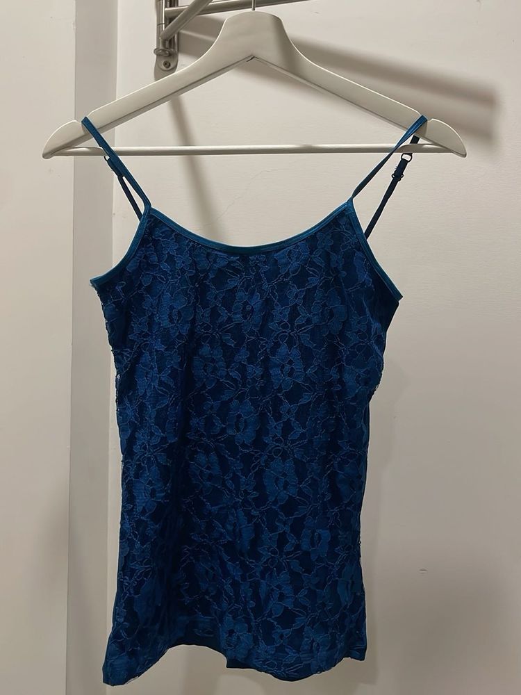 Blue Lace Camisole Top