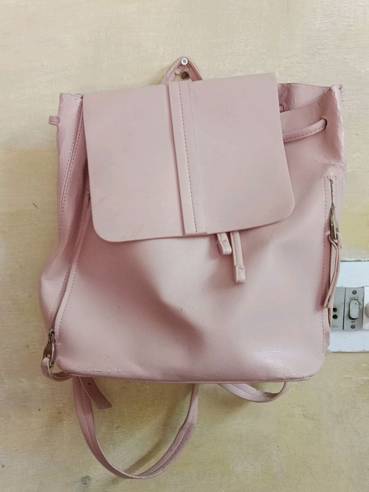 ZARA Peach Back Bag