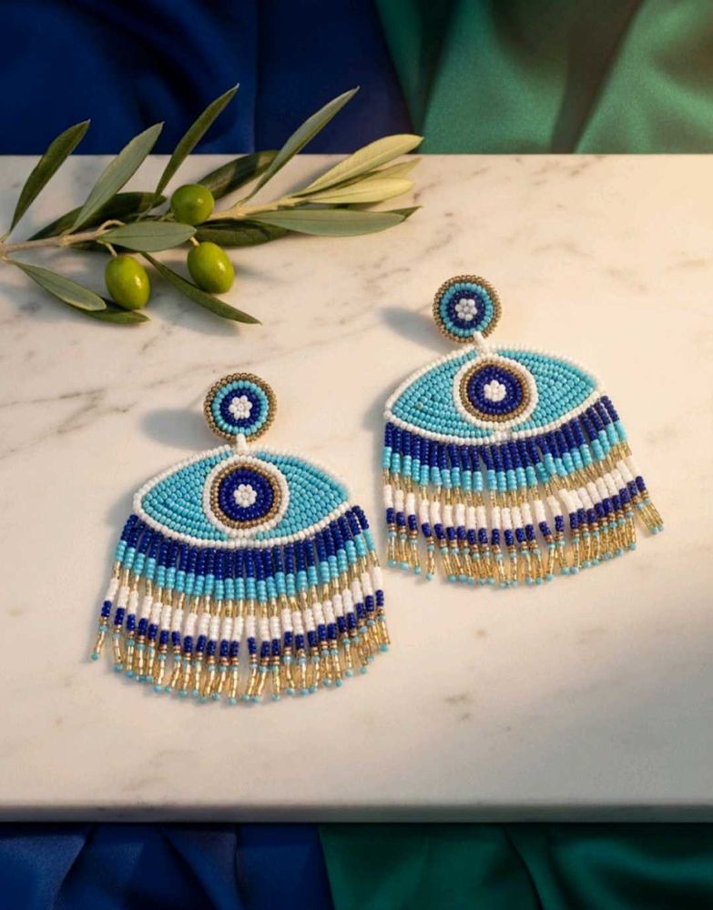 Beaded Evil Eye Earrings