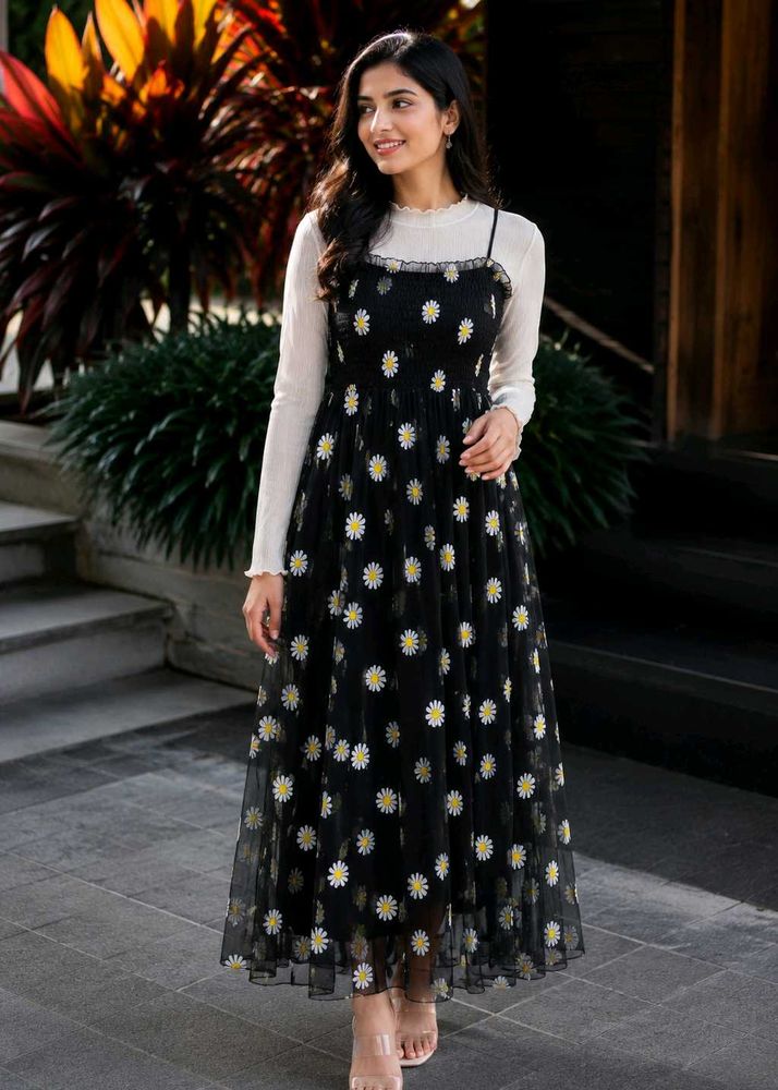 Cute Daisy Print Midi Dress