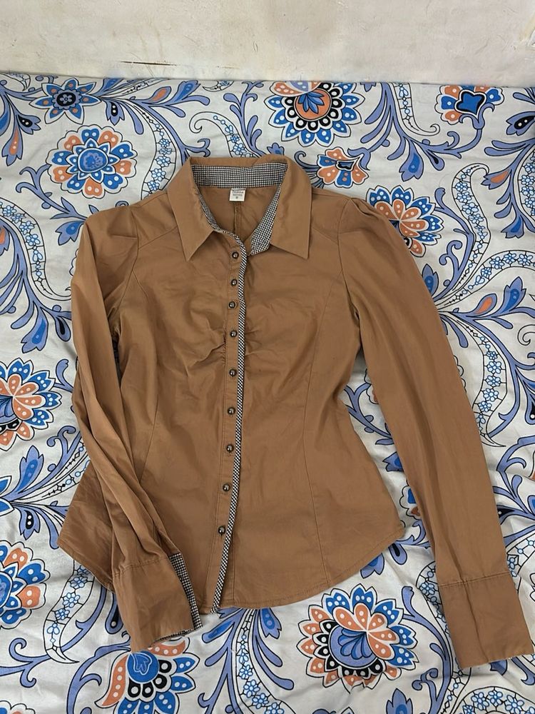 Classic Brown Button-Up Shirt