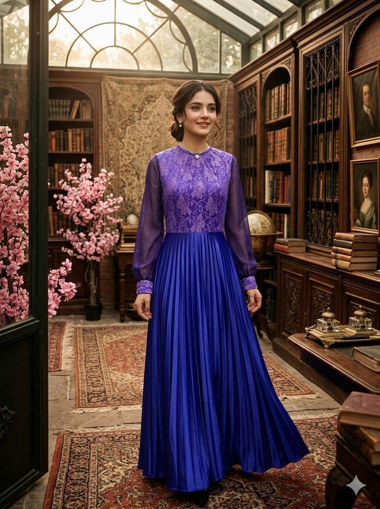 3 for 999 Elegant Royal Blue Pleated Gown