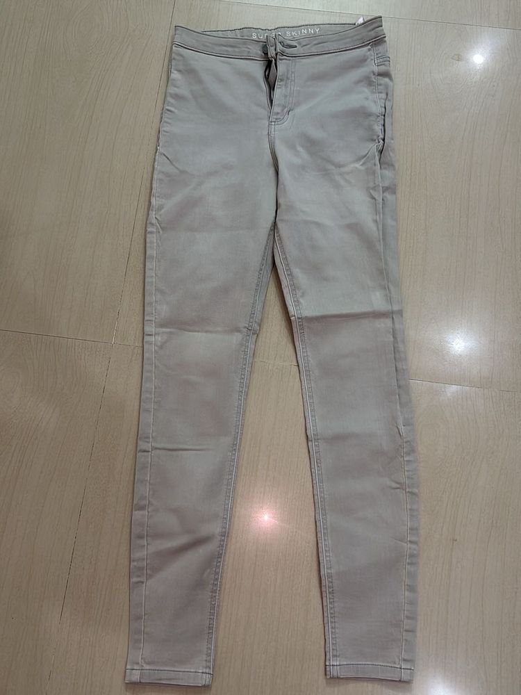 Women's Beige Skinny Fit Pants