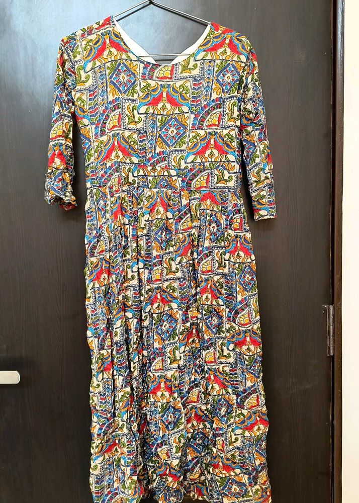 Traditional Multicolor Embroidered Long Dress