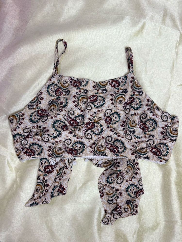 Boho Ethnic Tie-Back Blouse