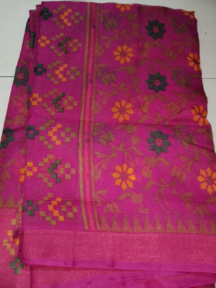 Vibrant Pink Floral Saree