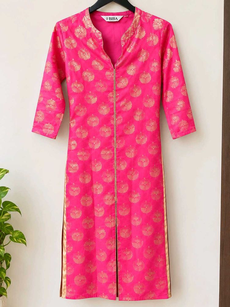 BIBA Pink Brocade Kurta