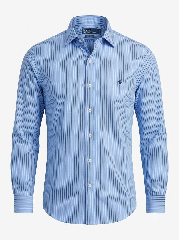 Authentic Polo RL Dress Shirt Blue Striped