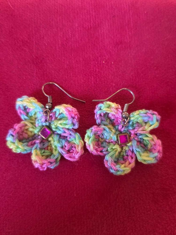 Handmade Crochet Flower Earrings