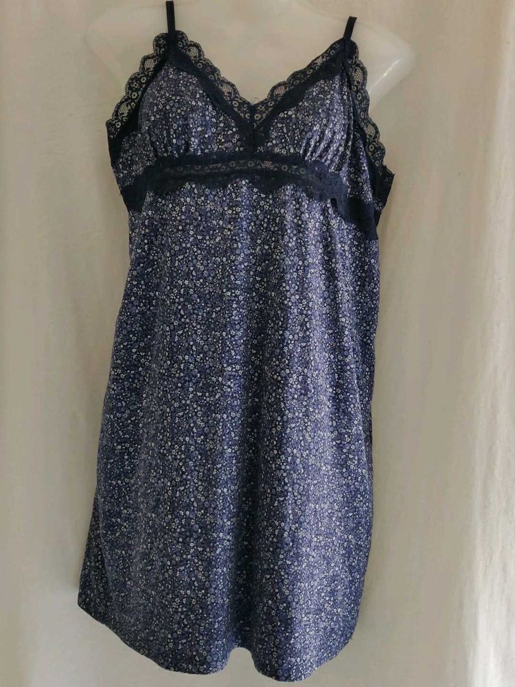 Blue Floral Lace Nightgown