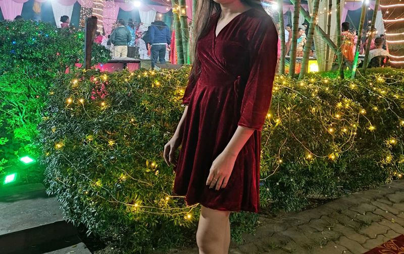 Velvet Wrap Mini Dress