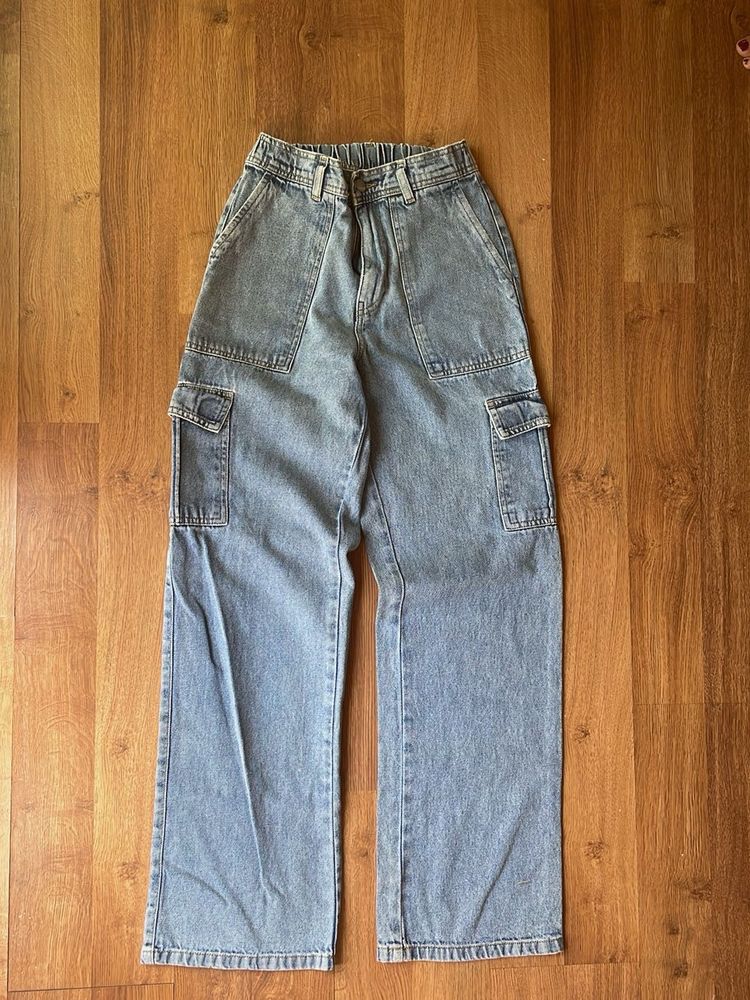 Light Wash Cargo Jeans