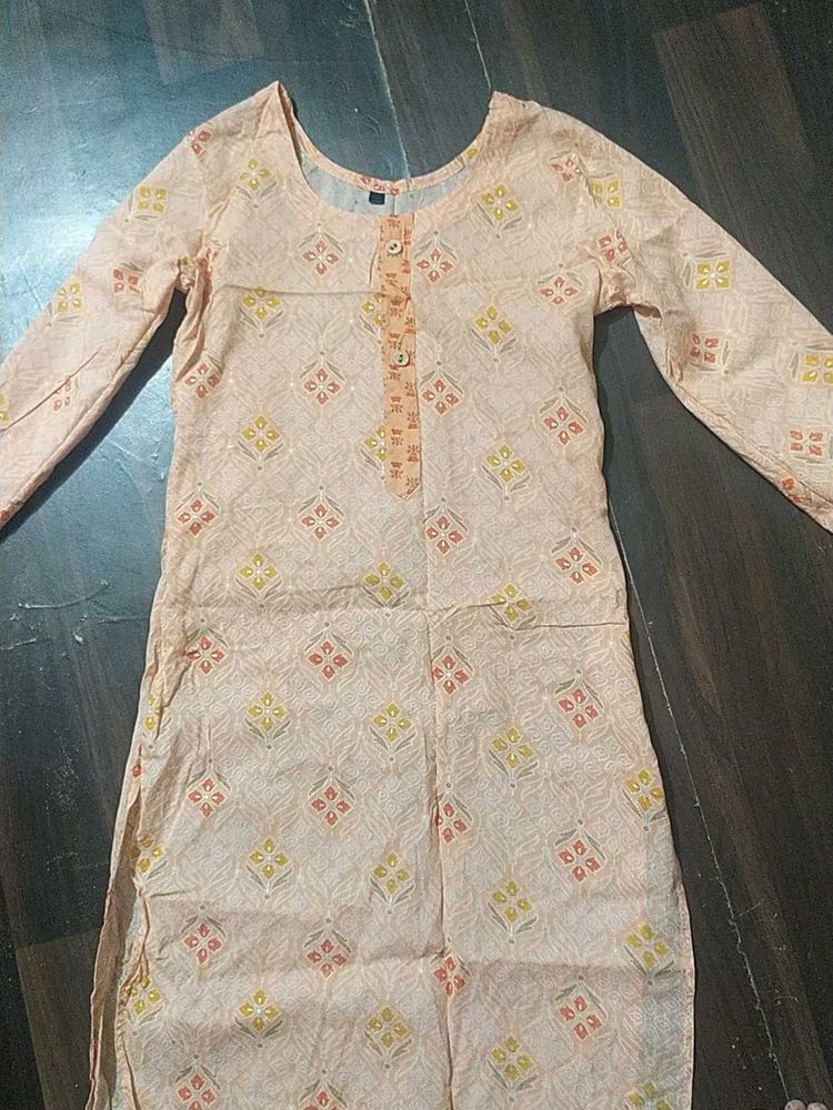 Peach Printed Kurta