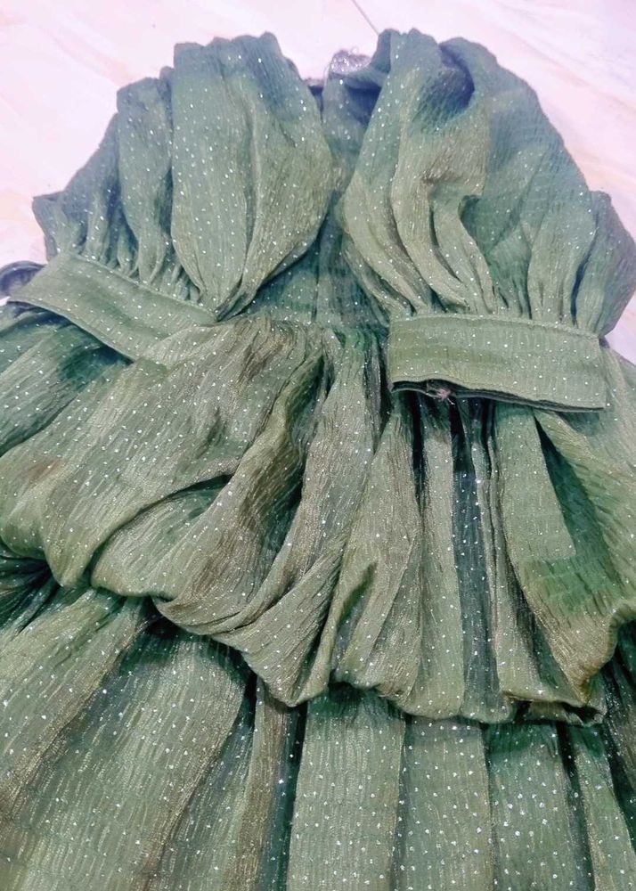 Green Ruffled Party Dress