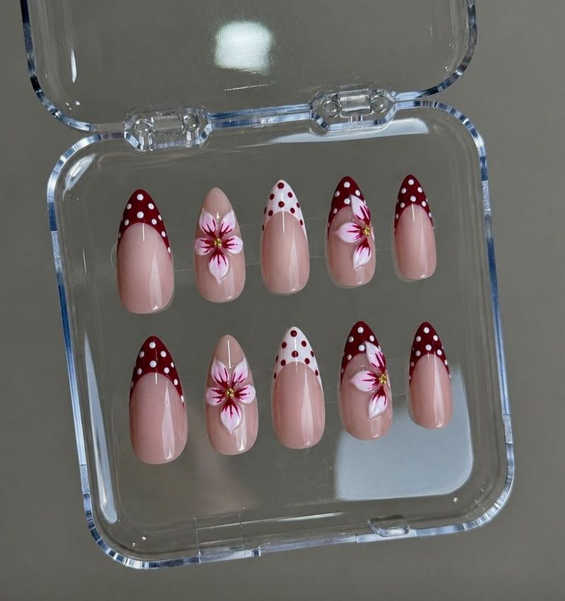 Cute Floral French Tip Press-On Nails