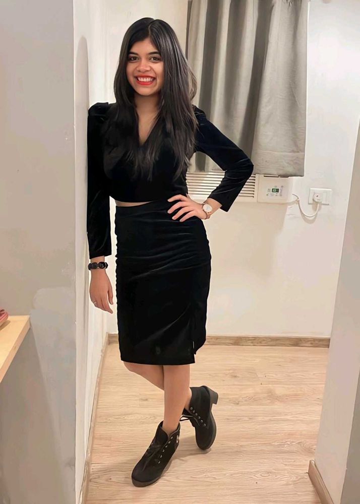 Elegant Black Velvet Co-ord Set