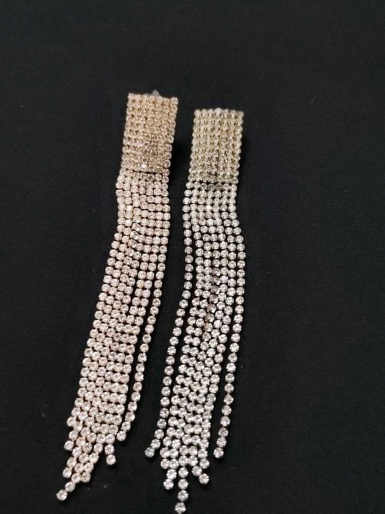 Rhinestone Tassel Statement Earrings