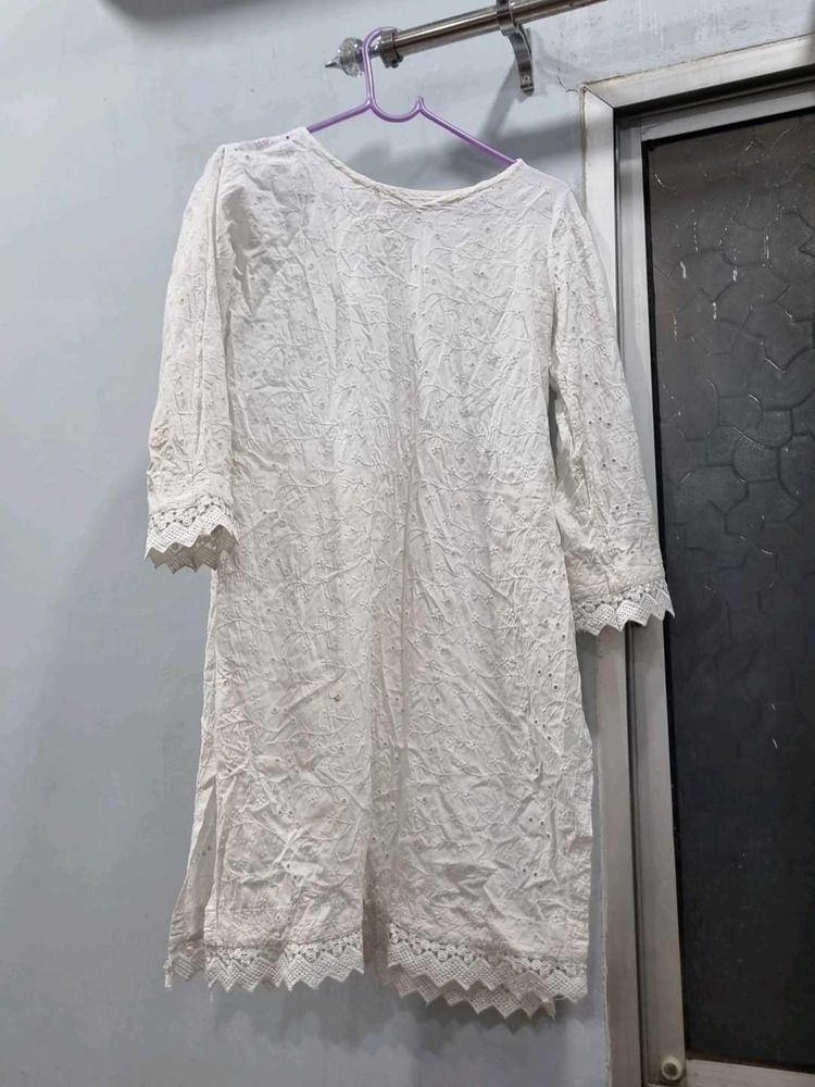 White Embroidered Kurti