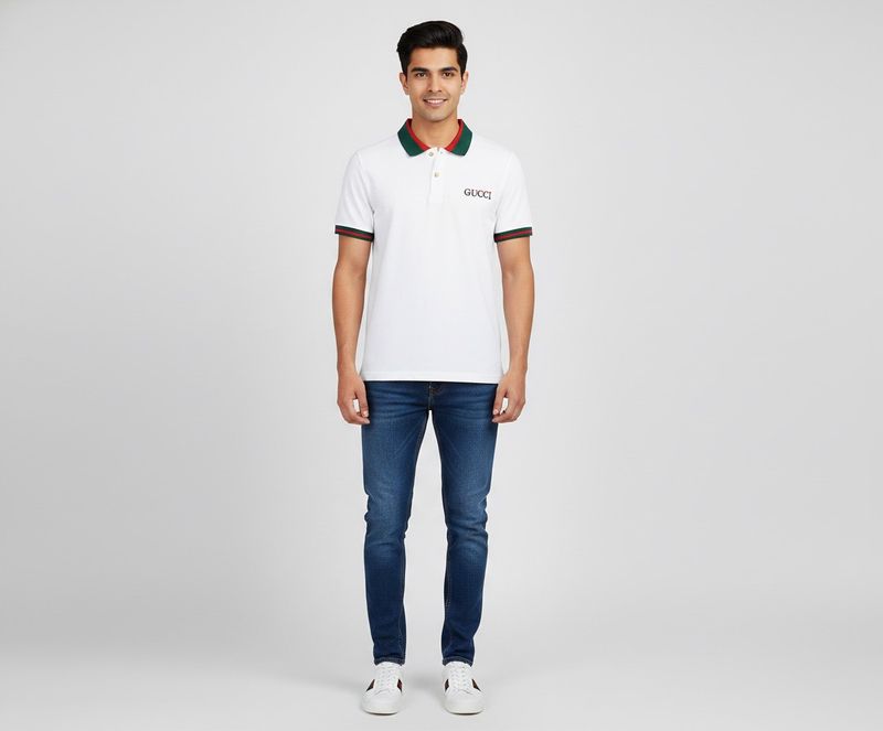 Gucci White Polo T-Shirt made in USA