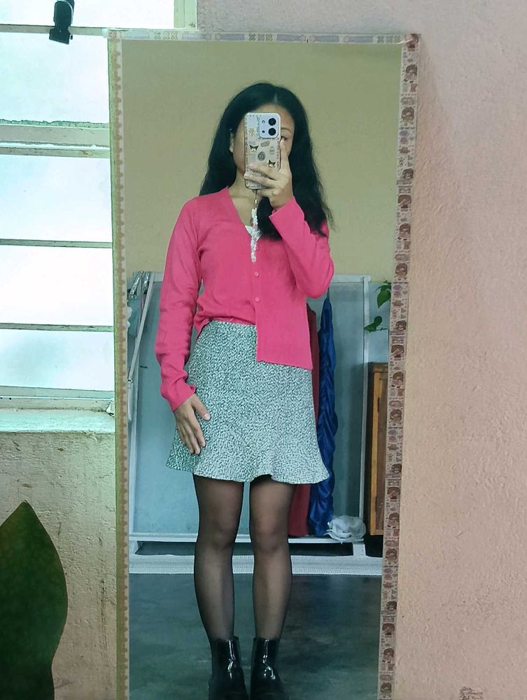 Pink V-Neck Cardigan