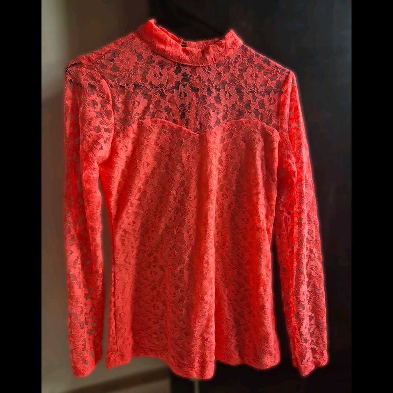 Bit Negotiable! - Elegant Lace Mock Neck Top