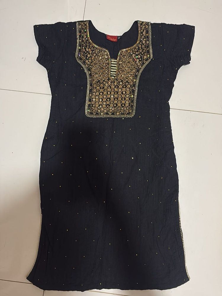 Embellished Black Kurta