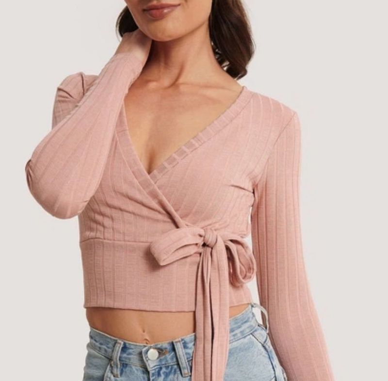 Ribbed Wrap Crop Top
