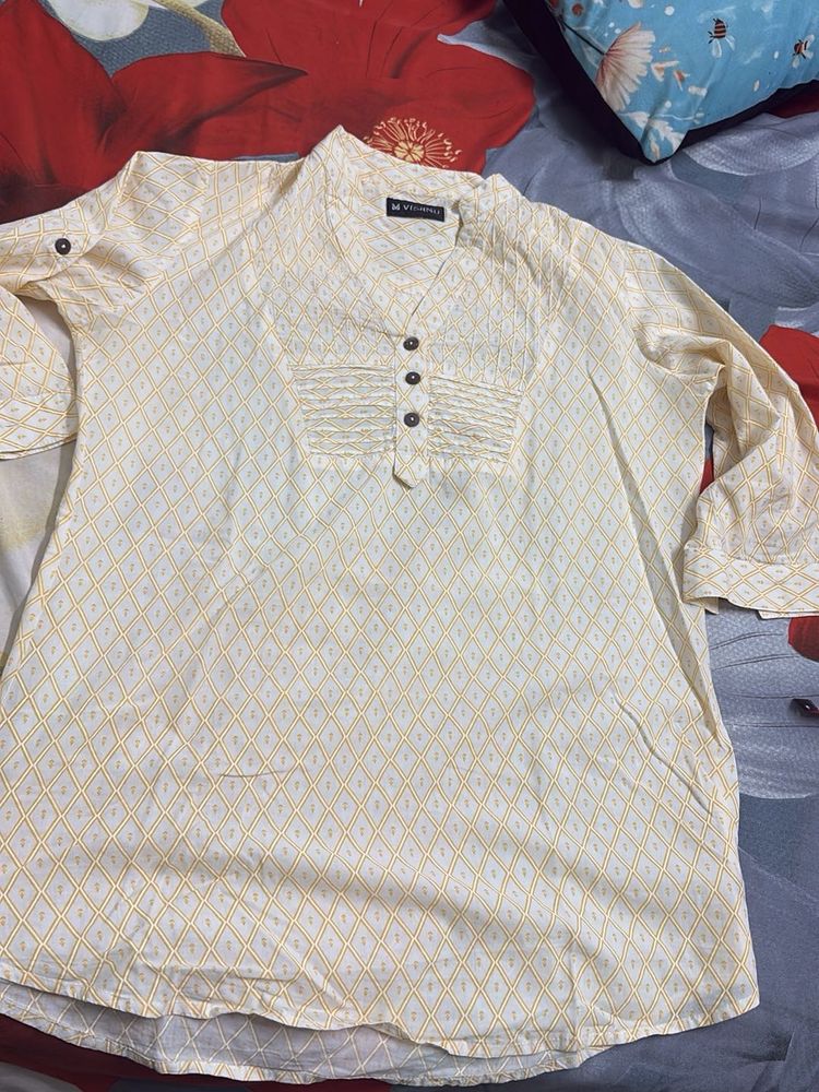 Elegant Yellow Printed Kurta