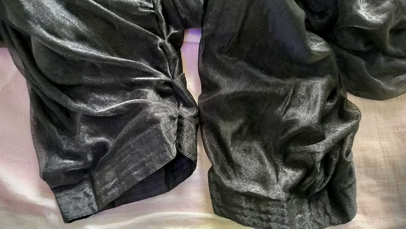 Shiny Black Patiala Pant