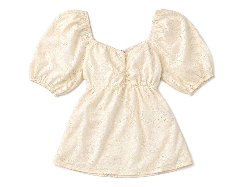 Cream Lace Puff Sleeve Top