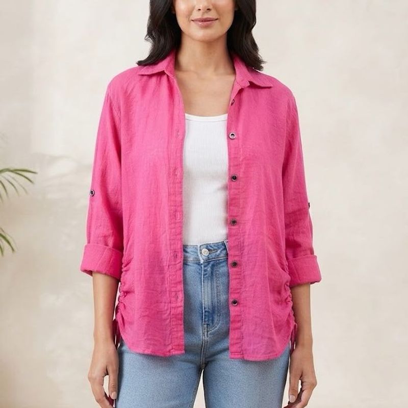 Vibrant Pink Button-Up Shirt