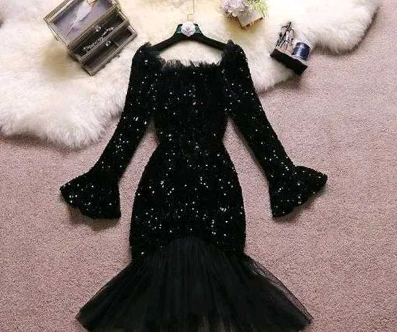 Stunning Black Sequin Party Dress
