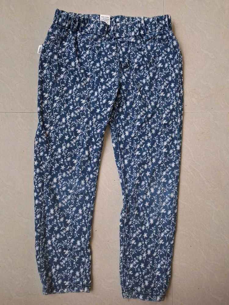 Blue Floral Print Pants