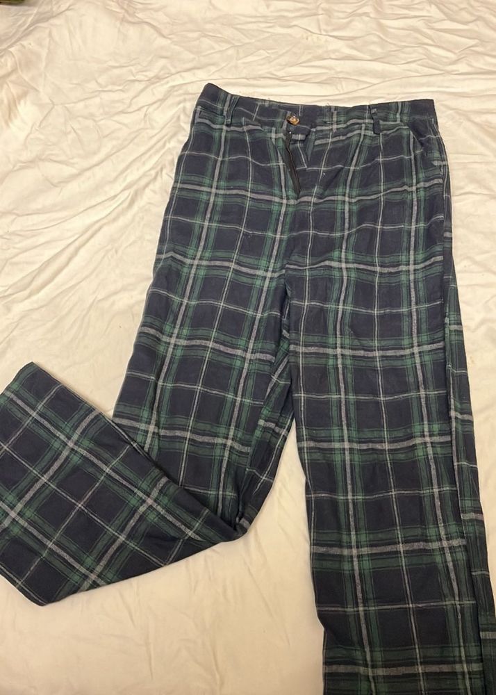 Plaid Wide Leg Trousers