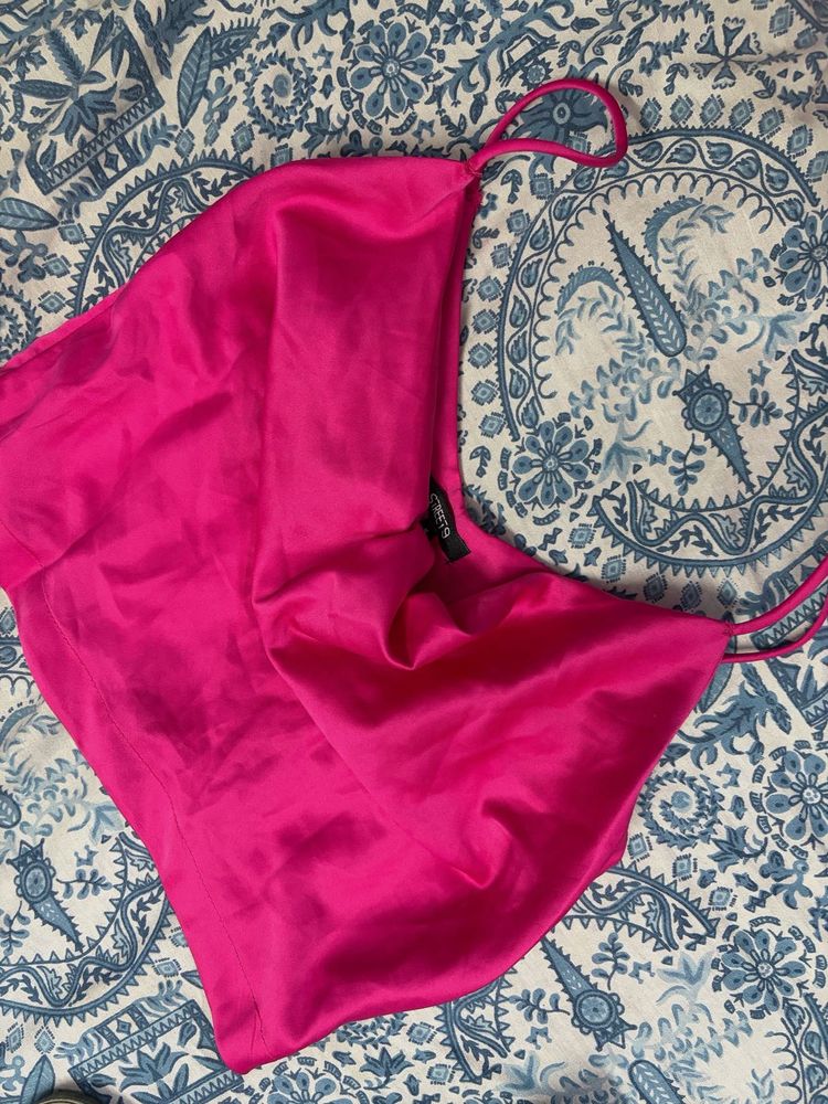 Vibrant Pink Satin Cami Top